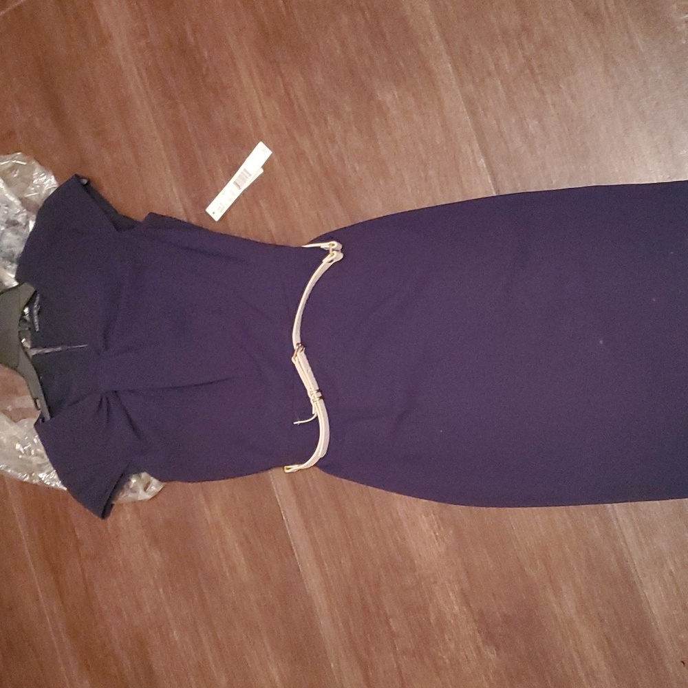 ANTONIO MELANI Purple Dress with Cream Belt